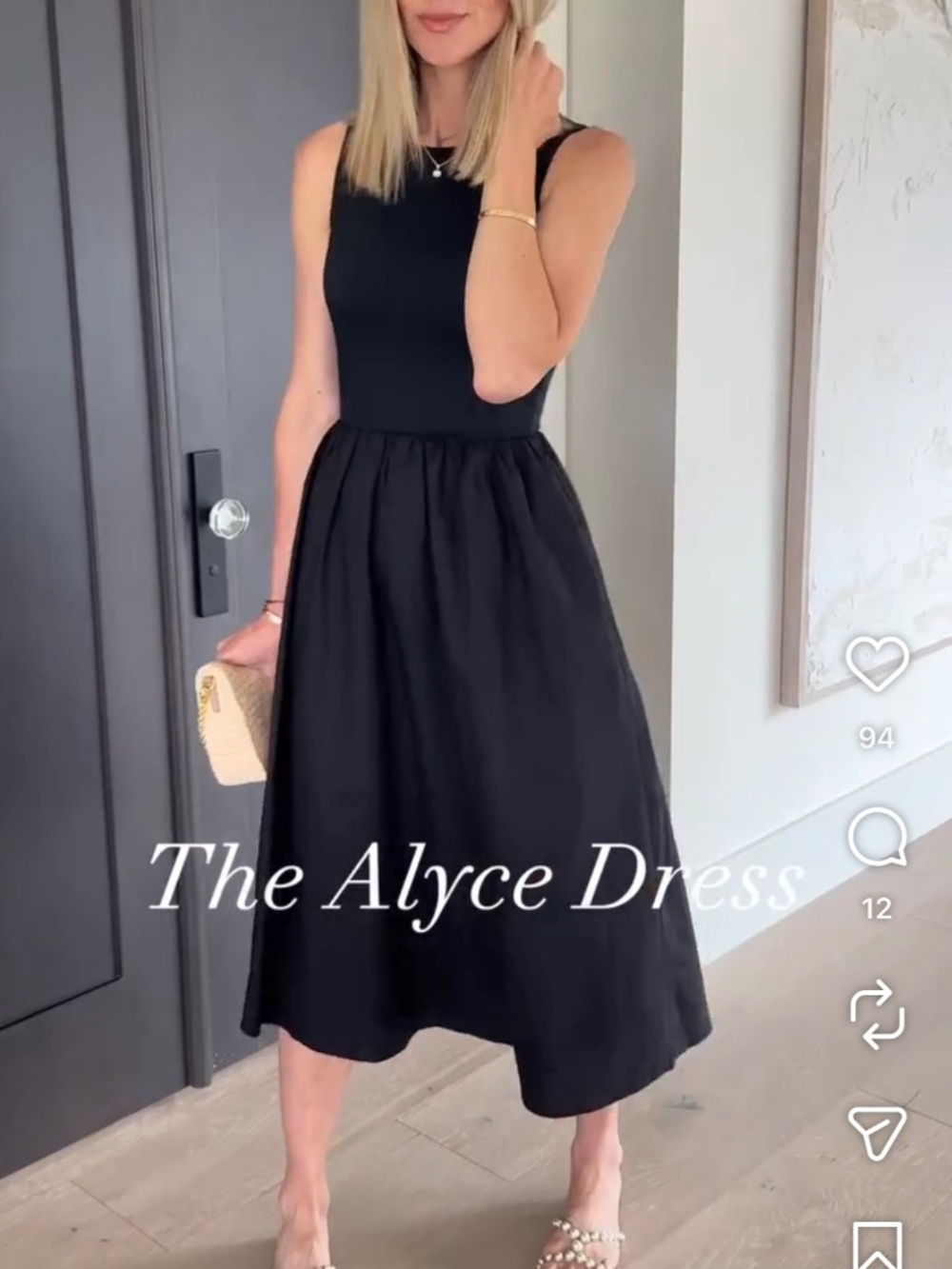 Midi Poplin Dress, black